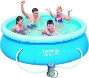 Bestway Fast Set Pool Set mit Filterpumpe, 244 x 66 cm, blau 