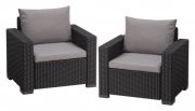 Allibert Lounge Sessel California, Grau, 2-teilig 
