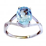 55Carat Blautopas Silberring (oval) stark reduziert