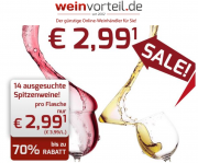 Verschiedene Weine nur 2,99 &euro; pro Flasche - 70 % Rabatt