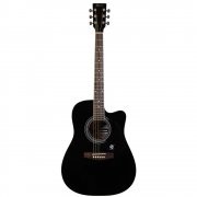 Lindo 42C Apprentice-Serie Cutaway Akustikgitarre inklusive Gitarrentasche - Schwarz (hochglanz)