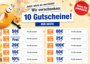 10 verschiedene Gutscheine bei Plus.de