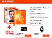 6 Ausgaben DER SPIEGEL inklusive 15&euro; Amazon Gutschein oder SmartWatch nur 19,95&euro; statt 30,60&euro; 