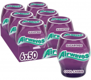 6 Dosen mit 50 Dragees Airwaves Kaugummi Cool Cassis zuckerfrei