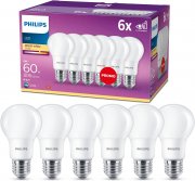 6-er Pack Philips LED Lampen 60W E27 warmwei&szlig;
