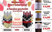 6 Flaschen Rot- oder Wei&szlig;wein gratis beim Kauf von mindestens 12 Flaschen Wein