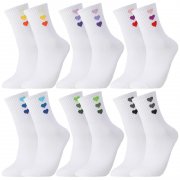 6 Paar Tennissocken f&uuml;r Damen (Gr. 39-42) mit Herz-Muster f&uuml;r nur 6,99&euro;
