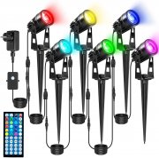 6 St&uuml;ck Litake RGB LED Gartenstrahler mit Erdspie&szlig; und Fernbedienung