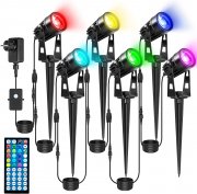 6 St&uuml;ck Litake RGB LED Gartenstrahler mit Erdspie&szlig; und Fernbedienung