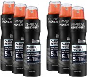 6 x 150 ml L'Or&eacute;al Men Expert 5-in-1 Deospray f&uuml;r M&auml;nner gegen Geruchsbildung, N&auml;sse, Bakterien