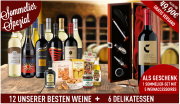12 Flaschen Wein + italienische Delikatessen + Sommelier Set nur 49,90 &euro;