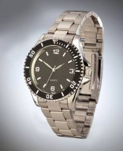  Armbanduhr mit Analoger Anzeige, schwarzem Zifferblatt
