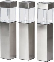 Solar-Au&szlig;enstandleuchte 3er Set LED (einfarbig) Warm-Wei&szlig; Grundig Silber
