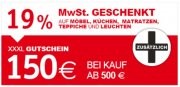 XXXL Gutschein - 150 &euro; Rabatt mit nur 500 &euro; MBW