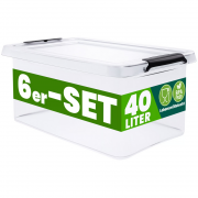6er-Set Deuba Aufbewahrungsboxen Transparent 58x39x26cm je 40L