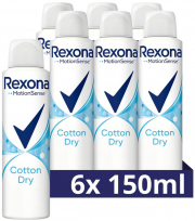 6x 150 ml Rexona MotionSense Deo Spray Cotton Dry Anti Transpirant mit 48 Stunden Schutz
