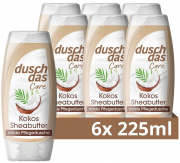 6x 225 ml Duschdas Care Duschgel Kokos & Sheabutter Milde Pflegedusche ph-hautneutral