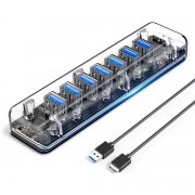 7 Port USB3.0 Transparent HUB mit Dual Power Supply