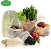 7er Set XREXS Mesh wiederverwendbare Obst- und Gem&uuml;sebeutel aus Baumwolle 