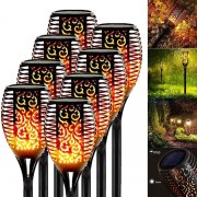 8 St&uuml;ck &lrm;Harsso LED Solarleuchten f&uuml;r Au&szlig;en mit Flammeneffekt