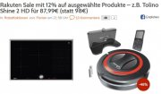 Rakuten Sale mit 12% auf ausgew&auml;hlte Produkte &ndash; z.B. Tolino Shine 2 HD f&uuml;r 87,99&euro; (statt 98&euro;)