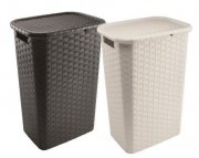 W&auml;schebox / W&auml;schekorb / M&uuml;lleimer 53L in braun / wei&szlig; geflochten