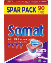90 St&uuml;ck Somat All in 1 Extra Sp&uuml;lmaschinen Tabs f&uuml;r extra kraftvolle Reinigung und Edelstahlglanz