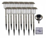 12er Pack Edelstahl LED Solarleuchten mit Erdspie&szlig; f&uuml;r 13,90&euro;