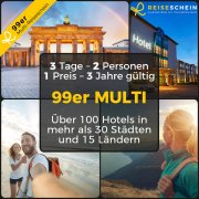 99er MULTI-HOTEL GUTSCHEIN - 3 Tage Kurzurlaub 2Pers f&uuml;r 99&euro;