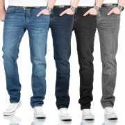 A. Salvarini Designer Herren Jeans Regular Slim Fit Used