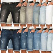 A. Salvarini Herren Designer Jeans Shorts Washed