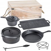 Activa Dutch-Oven-Set aus Gusseisen 7-teilig in Holzkiste
