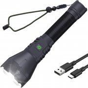 ADNOX wiederaufladbare taktische LED Taschenlampe mit 180000 Lumen und 5 Licht-Modi