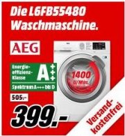 AEG L6FB55480 Waschmaschine mit 8kg und A+++ f&uuml;r 399&euro; (statt 468&euro;)