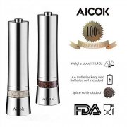 Aicok Elektrische Gew&uuml;rzm&uuml;hle mit Einstellbarer Feinheit 2er Set 
