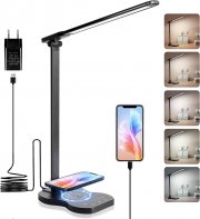 Aisutha LED Schreibtischlampe mit 5 Farbmodi, 10 Helligkeitsstufen und kabelloser Ladefunktion