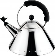 Alessi Wasserkessel mit Griff, aus Edelstahl, vogelf&ouml;rmige Fl&ouml;te aus PA, schwarz f&uuml;r 76,99&euro;