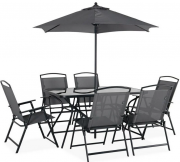 Alice's Garden Gartentisch mit 6 Sesseln und Sonnenschirm