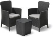 Allibert Miami Balkonset mit Tisch mit Stauraum + zwei St&uuml;hle mit Sitzkissen