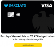 Amazon: Barclays VISA Kreditkarte ohne Jahresgeb&uuml;hr, weltweit geb&uuml;hrenfrei und bis zu 75&euro; Bonus