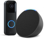 Amazon Echo Pop smarter Bluetooth Lautsprecher mit Alexa + Blink Video Doorbell HD-Video T&uuml;rklingel
