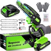 Angseen 6 Zoll Mini Akku Kettens&auml;ge inkl. 2000mAh Akku, 3x Ketten und Ladeger&auml;t