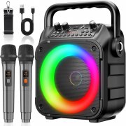 Ankuka Bluetooth Lautsprecher und Karaoke Anlage mit 2 Mikrofonen