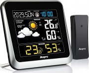 Anpro Funk Wetterstation mit Sensor f&uuml;r Innen und Au&szlig;entemperatur und Wettervorhersage