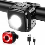 Antimi aufladbares LED Fahrradleuchten-Set Frontlicht + R&uuml;cklicht StVZO-zugelassen