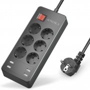 AONOKA 6-fach Steckdosenleiste mit 4 USB Ports