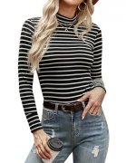 Aottori Rollkragenpullover mit Streifen Gr. M f&uuml;r 9,99&euro;