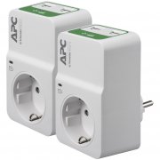 APC PM1WU2 Duo Essential SurgeArrest &Uuml;berspannungsschutz-Steckdosen mit 2x USB-Ladeport