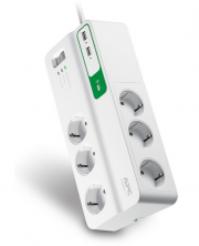 APC PM6U-GR Essential SurgeArrest 6 USB Steckdosenleiste mit 2x USB-Ports mit Ladefunktion