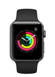 Apple Watch Series 3 GPS 42mm Aluminiumgeh&auml;use space grau Sportarmband schwarz [Cyberport]